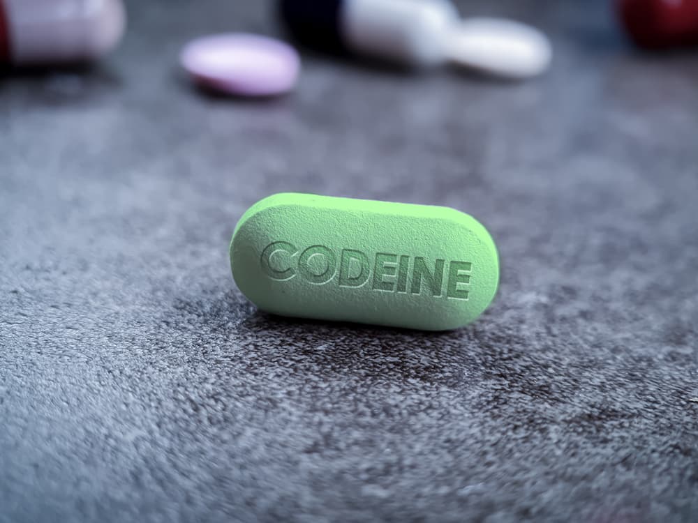 Codeine opiate drug medication used to treat pain, coughing and diarrhea